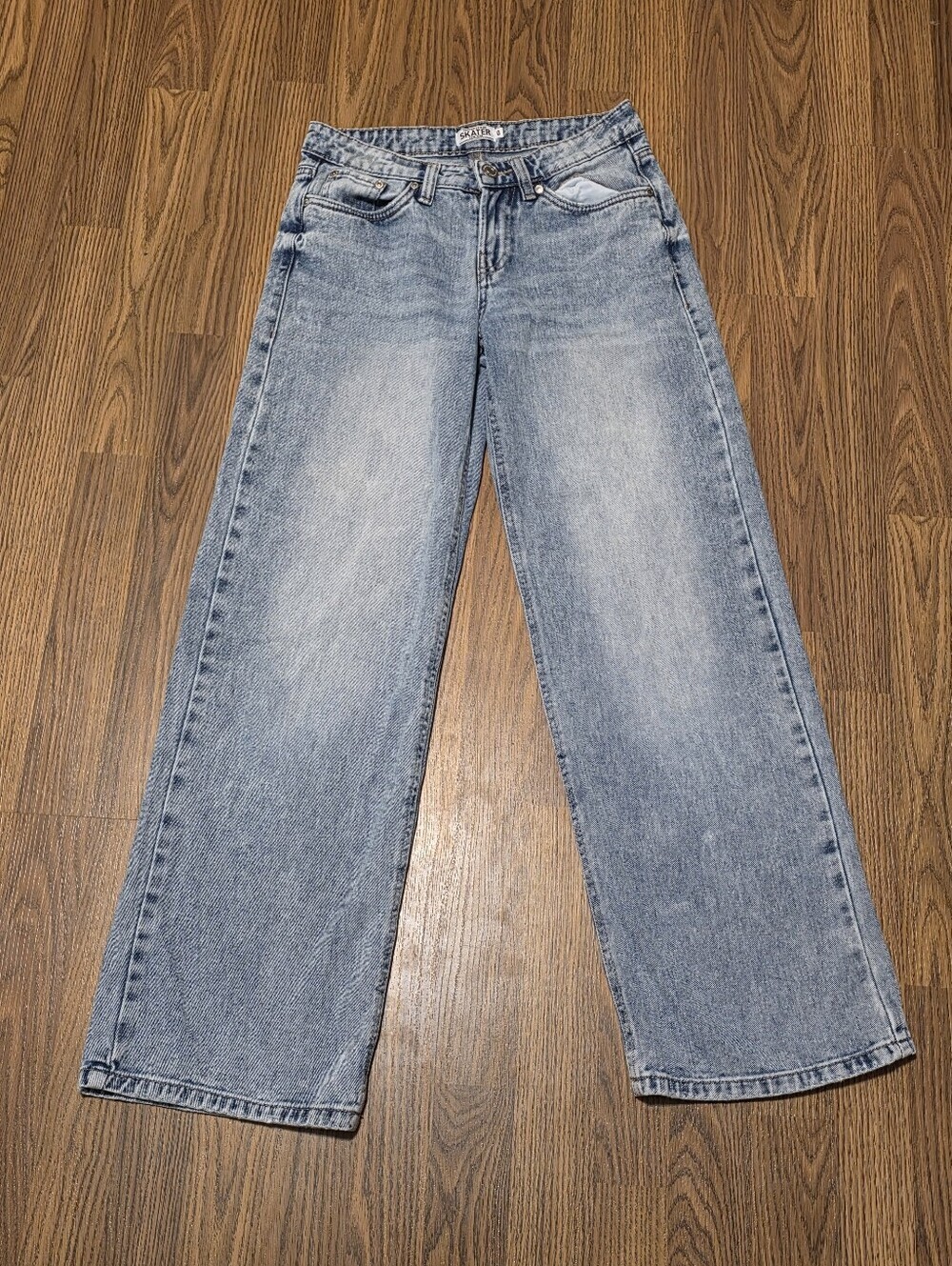 Refuge Denim Size 0 Light Wash Mid Rise Skater Baggy Wide Leg Y2K Jeans F26